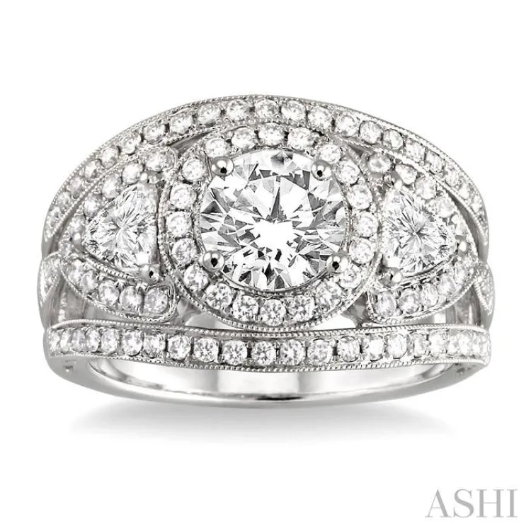 1 1/10 Ctw Diamond Semi-Mount Engagement Ring in 18K White Gold