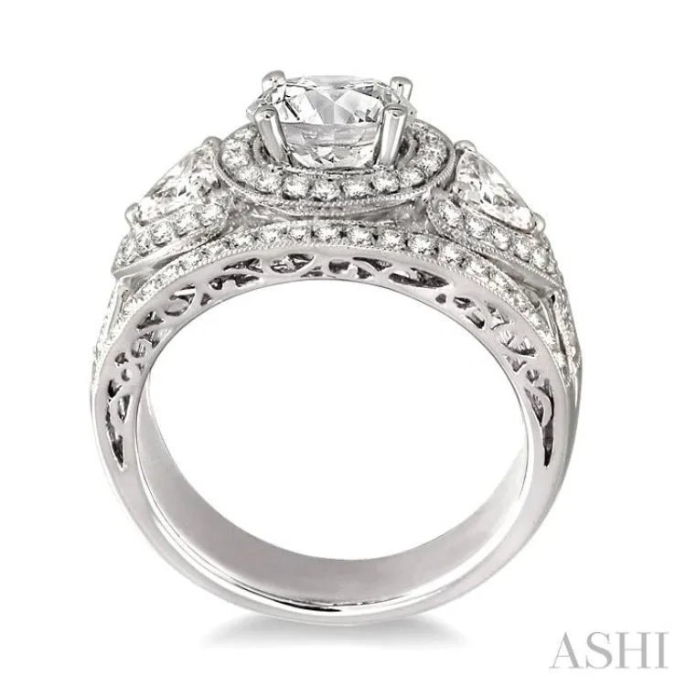 1 1/10 Ctw Diamond Semi-Mount Engagement Ring in 18K White Gold