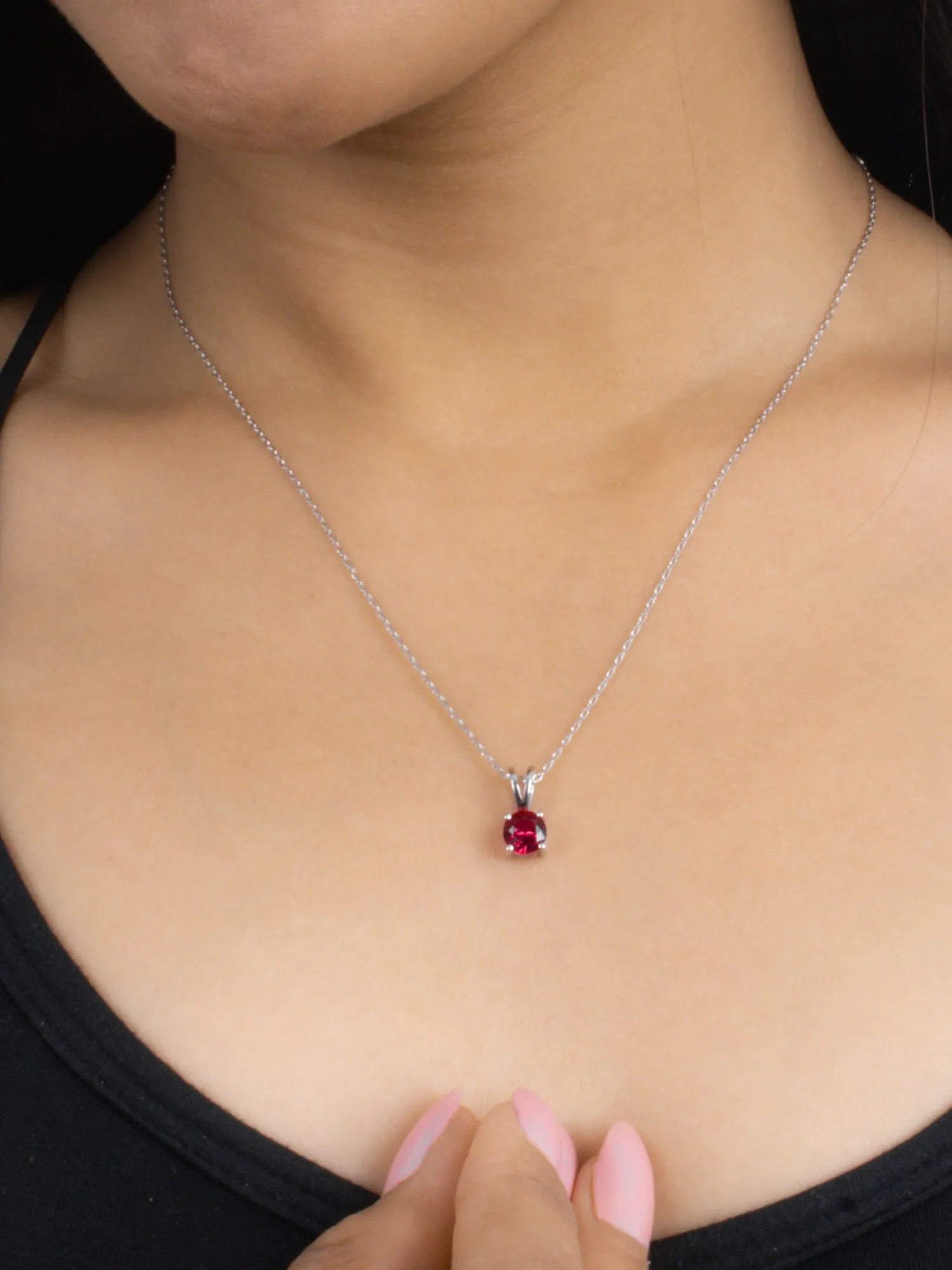 1 Carat Ruby Solitaire Pendant With Chain