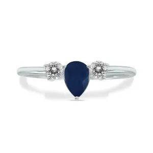 1/2 Carat Tw Pear Shape Sapphire And Diamond Ring In 10K White Gold