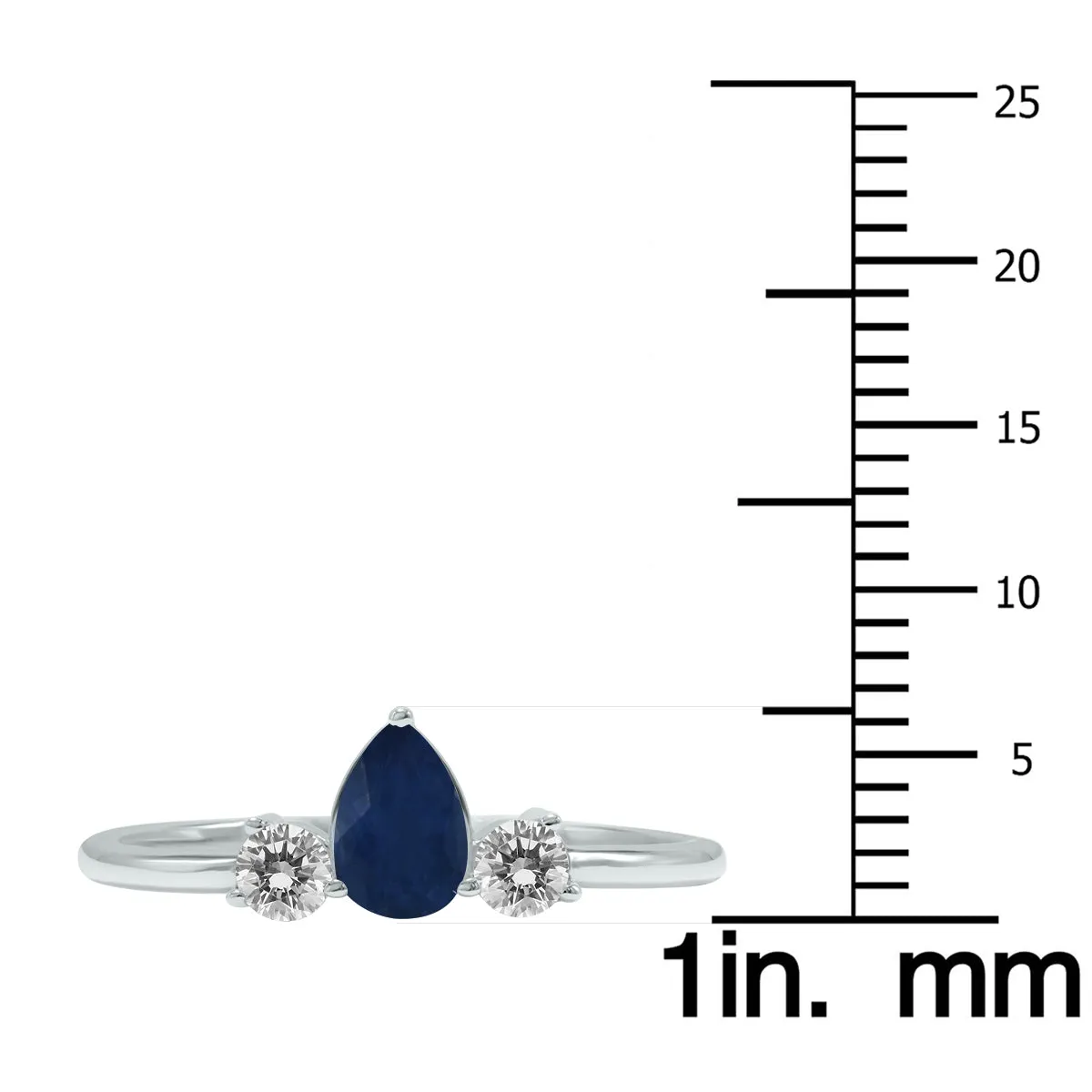 1/2 Carat Tw Pear Shape Sapphire And Diamond Ring In 10K White Gold