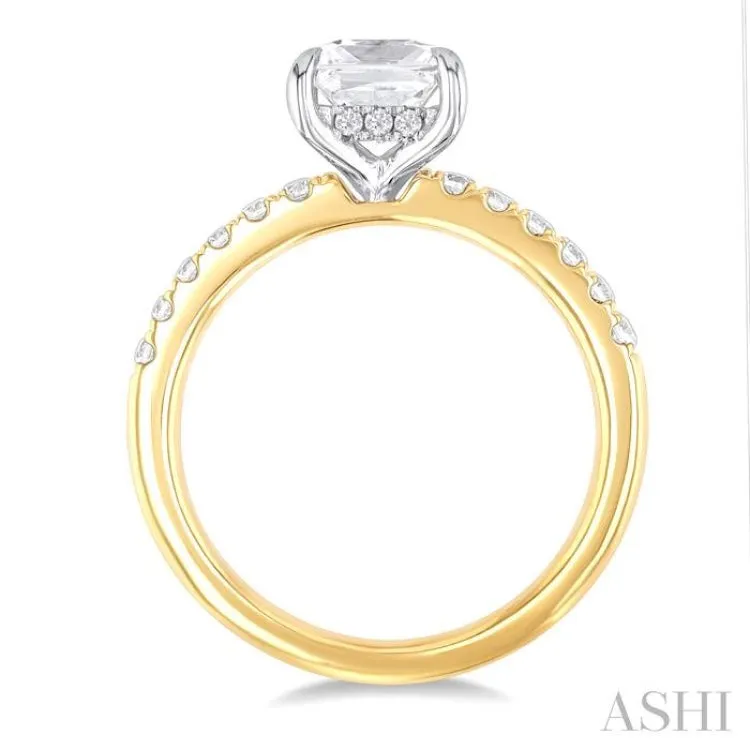 1/3 ctw Princess Shape Round Cut Diamond Semi Mount Engagement Ring in 14K Yellow and White Gold