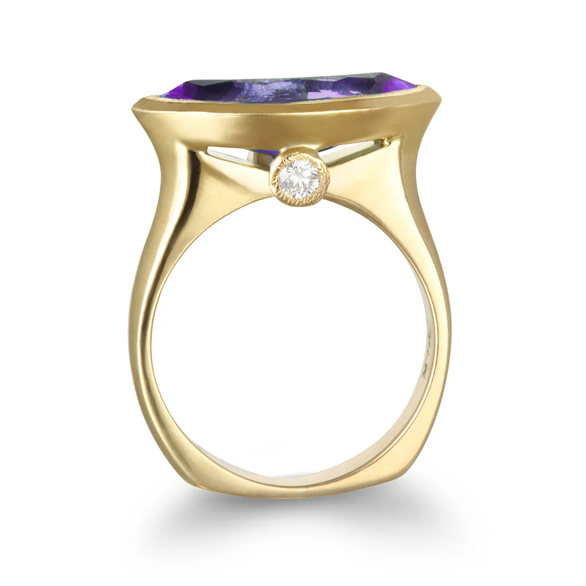 14k Amethyst Ring with White Diamond accents