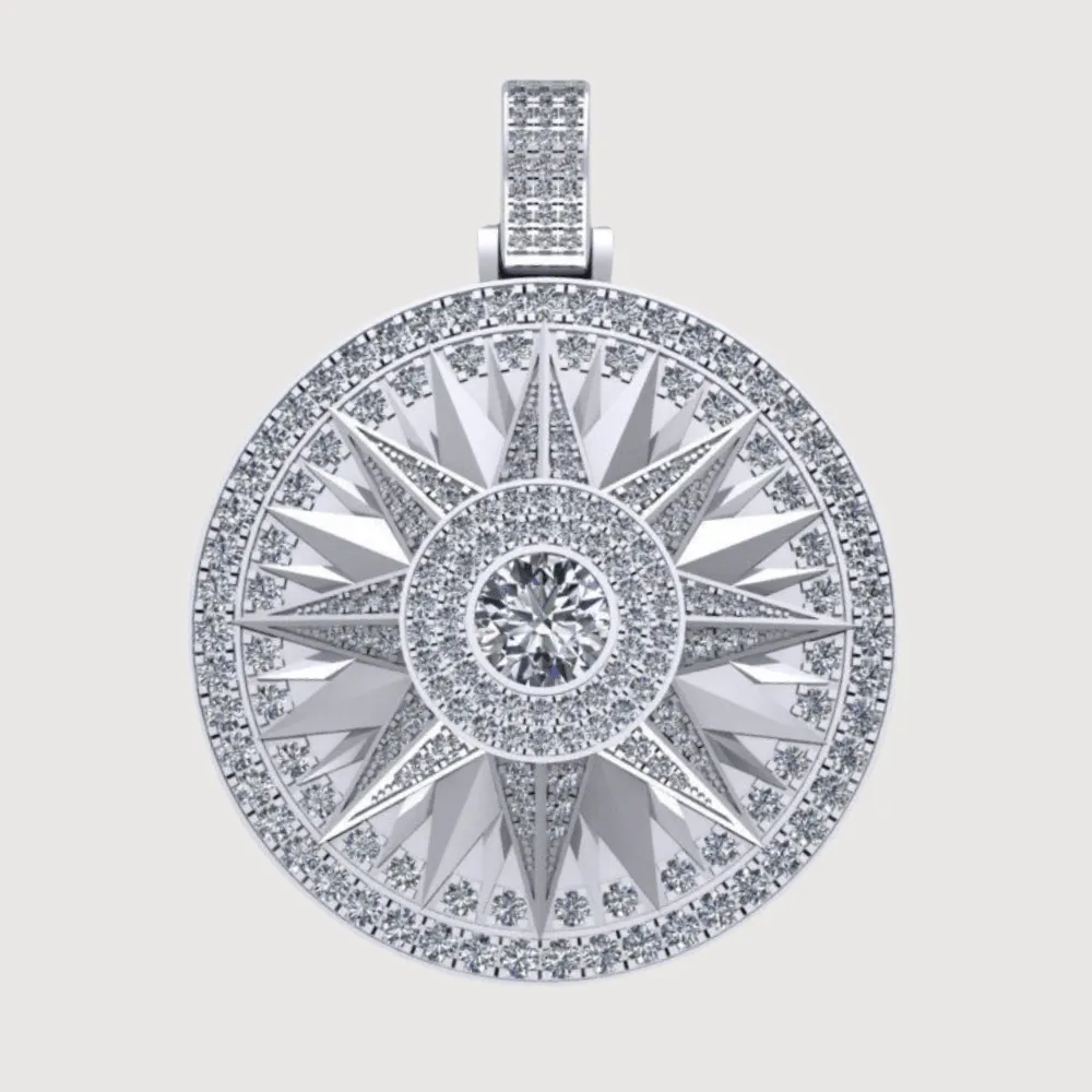 14k Gold Celestial Starburst Diamond Pendant