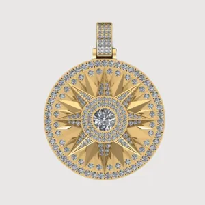 14k Gold Celestial Starburst Diamond Pendant