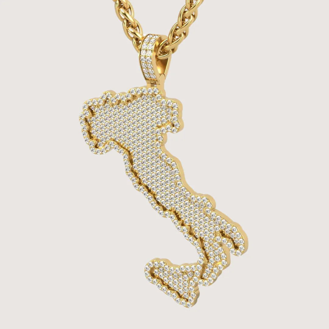 14k Gold Italy Map Pendant with Diamonds