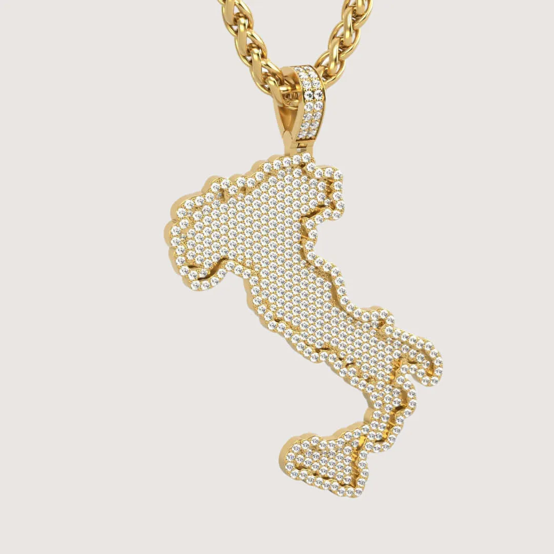 14k Gold Italy Map Pendant with Diamonds