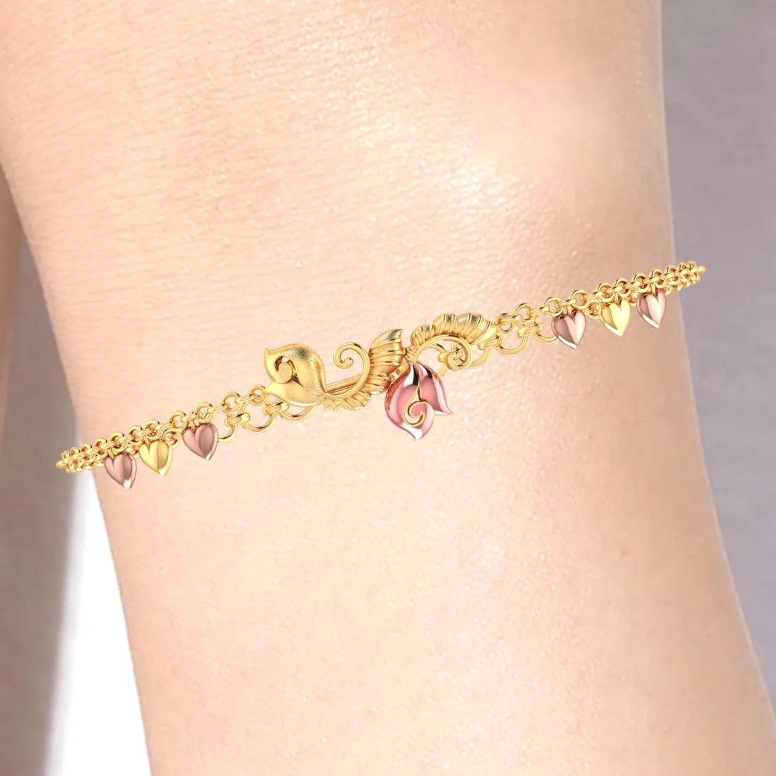 14k Gold Regal Pink Bracelet