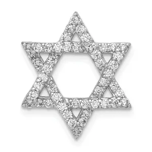 14k White Gold 1/2CT.Diamond Concave Star of David Chain Slide Pendant