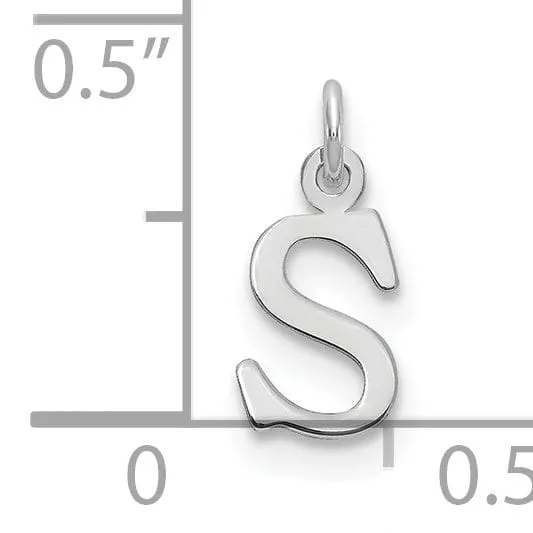 14k White Gold Cut-Out Letter S Initial Design Charm Pendant