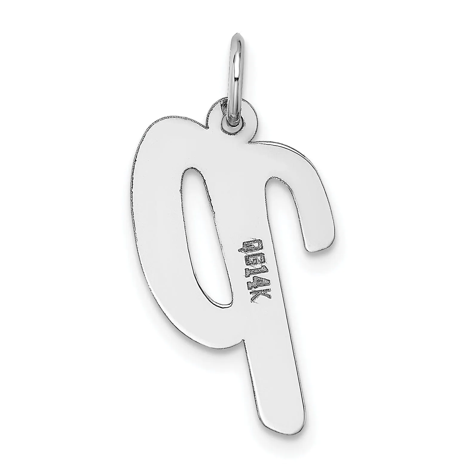 14K White Gold Large Size Fancy Script Design Letter P Initial Pendant