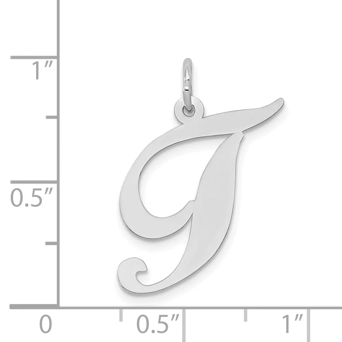 14K White Gold Large Size Fancy Script Letter T Initial Charm Pendant