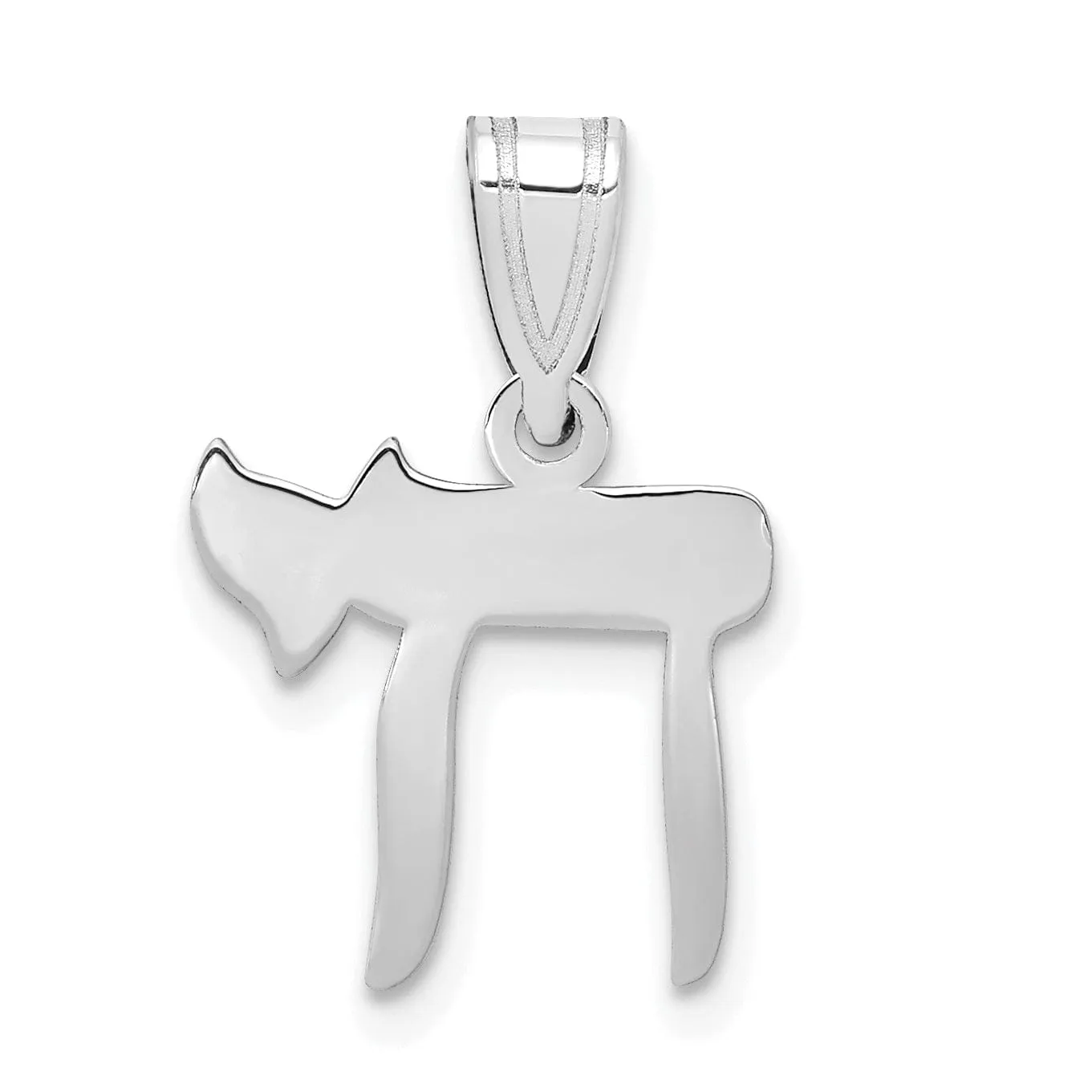 14K White Gold Polished Finish Unisex Solid Chai Life Charm Pendant