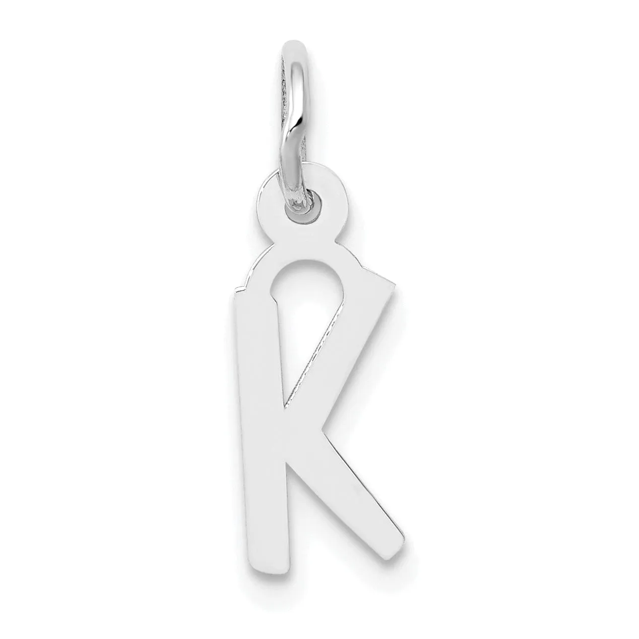 14k White Gold Small Slanted Block Letter K Initial Pendant