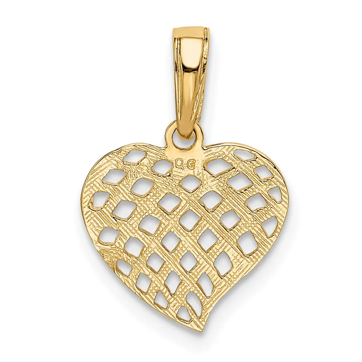 14k Yellow Gold Basket Weave Heart Pendant