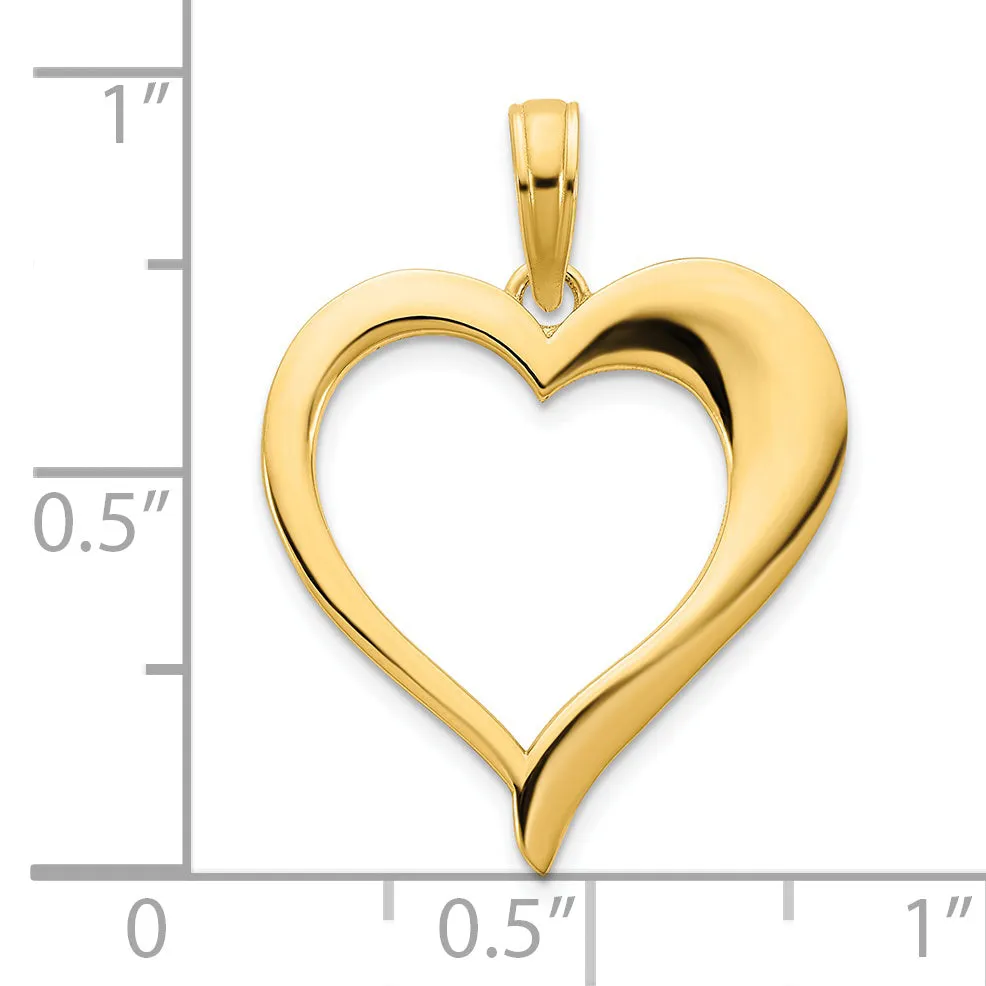 14k Yellow Gold Open Heart Design Pendant