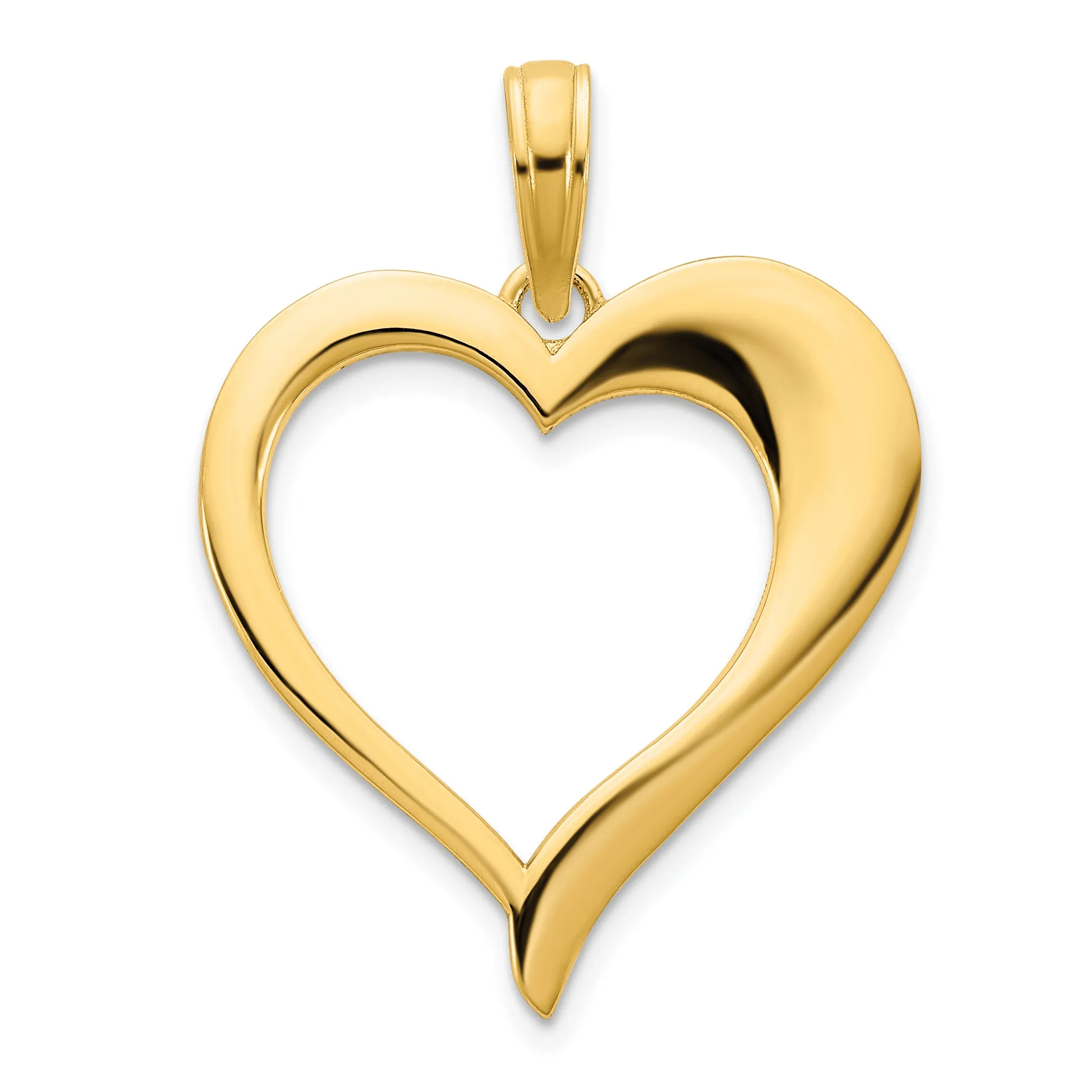 14k Yellow Gold Open Heart Design Pendant