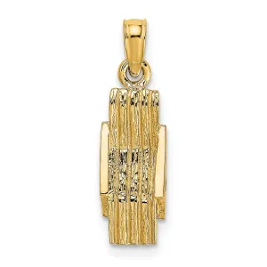 14K Yellow Gold Polished Finish 3-Dimensional Beach Lounge Chair Charm Pendant