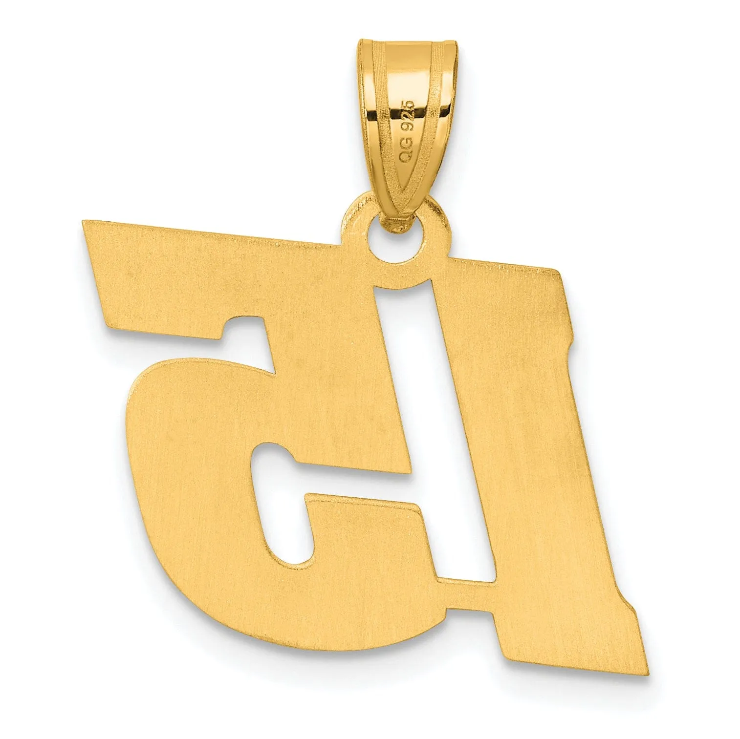 14k Yellow Gold Polished Finish Block Script Design Number 15 Charm Pendant