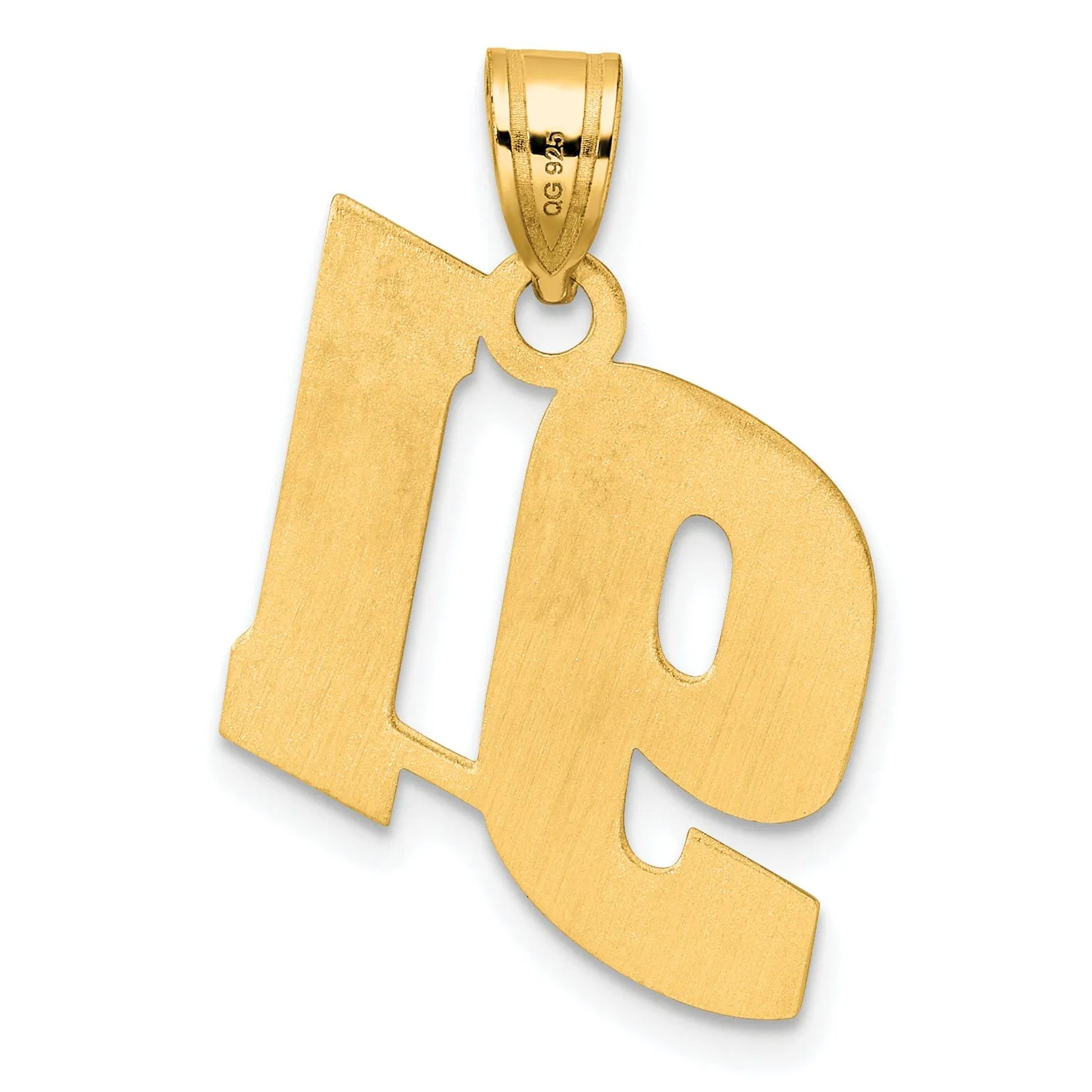 14k Yellow Gold Polished Finish Block Script Design Number 91 Charm Pendant