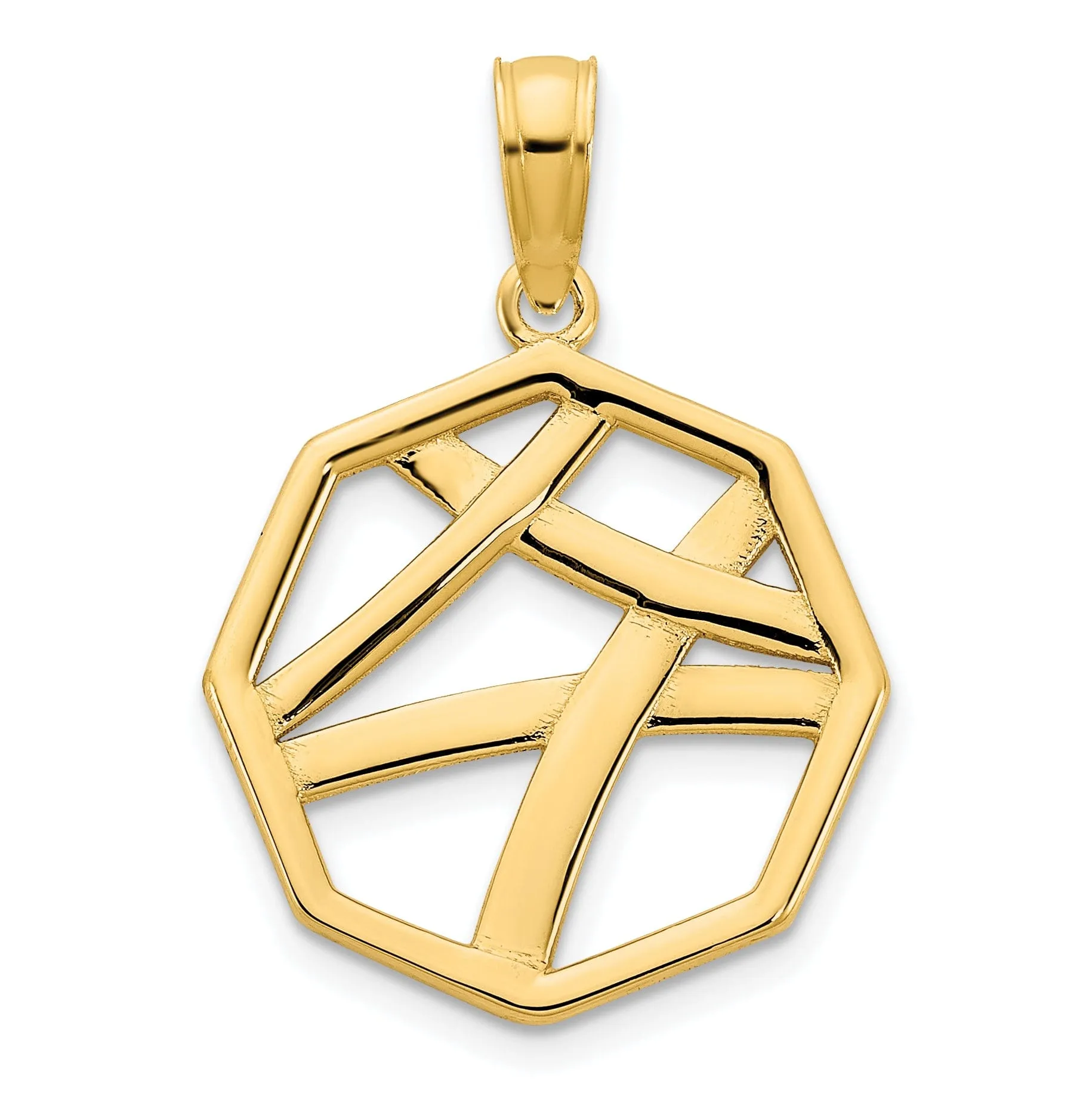 14k Yellow Gold Polished Finish Women's Fancy Octagon Shape Design Pendant