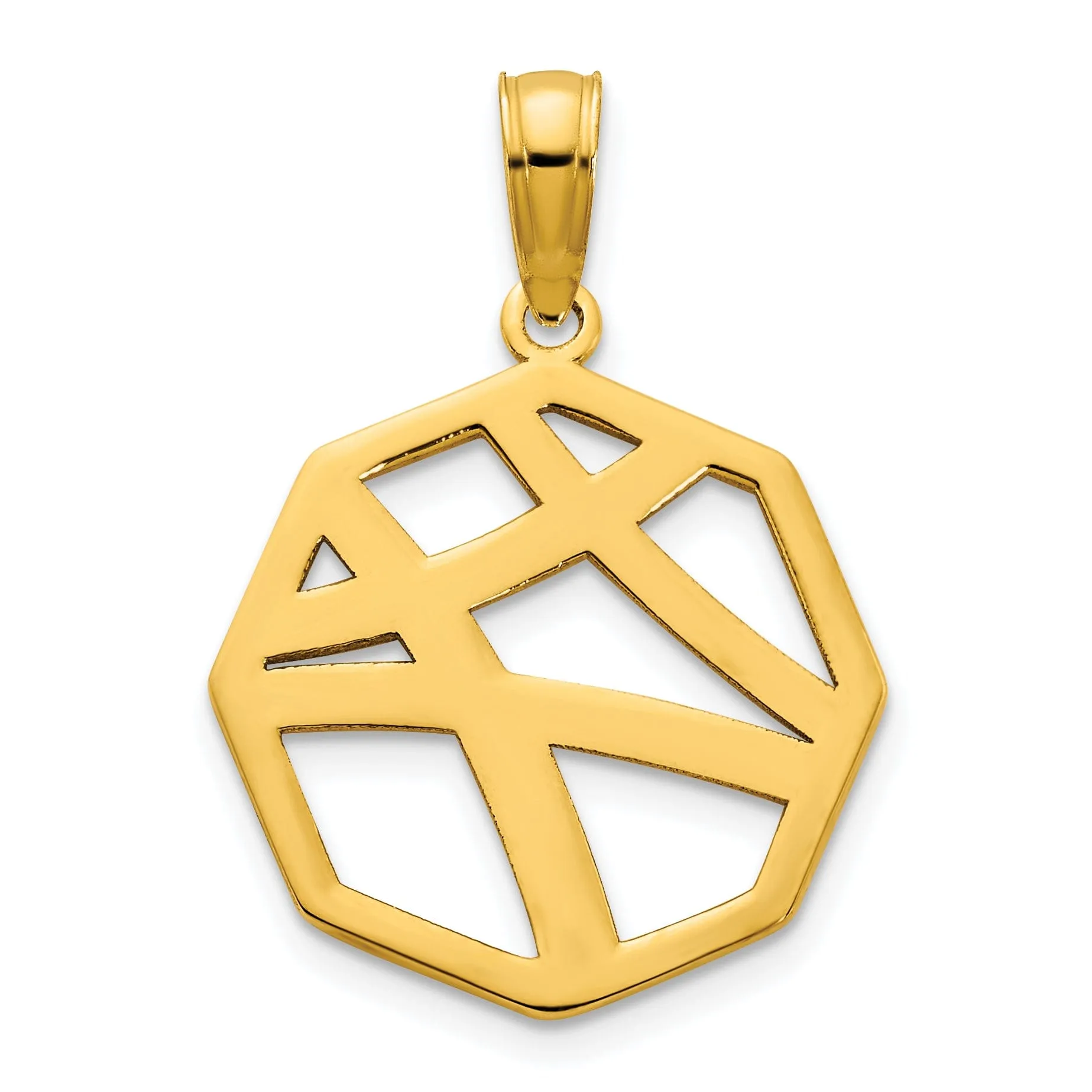 14k Yellow Gold Polished Finish Women's Fancy Octagon Shape Design Pendant