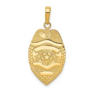 14k Yellow Gold Polished Police Badge Pendant