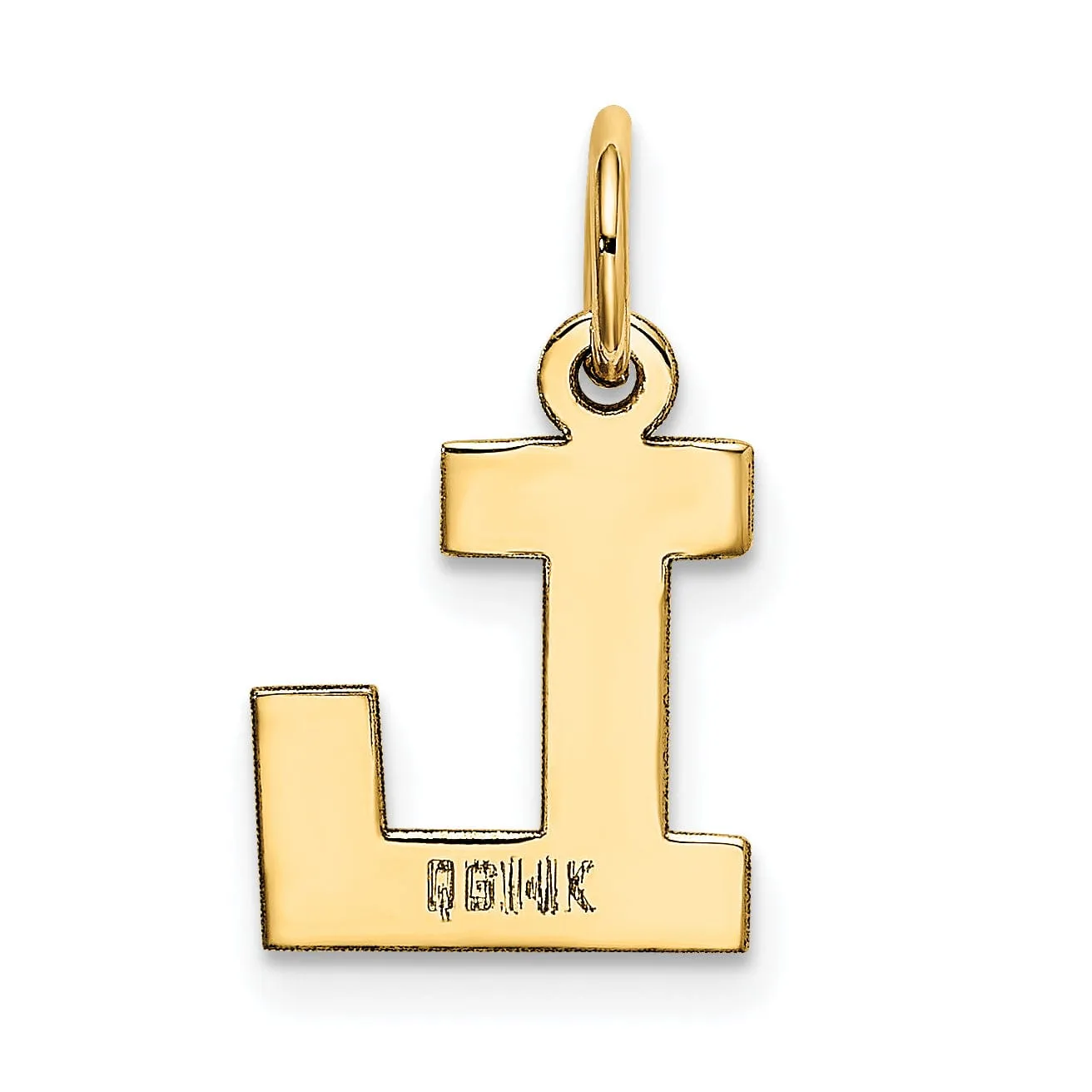 14k Yellow Gold Small Block Design Letter L Initial Pendant