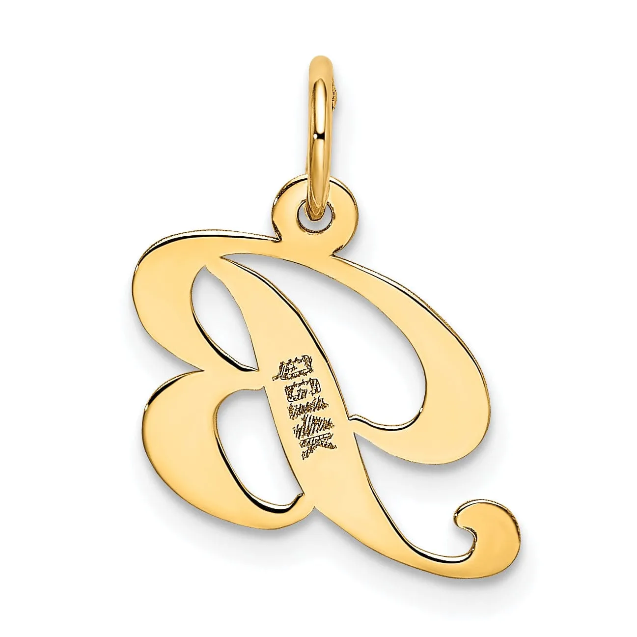 14K Yellow Gold Small Size Fancy Script Letter B Initial Pendant