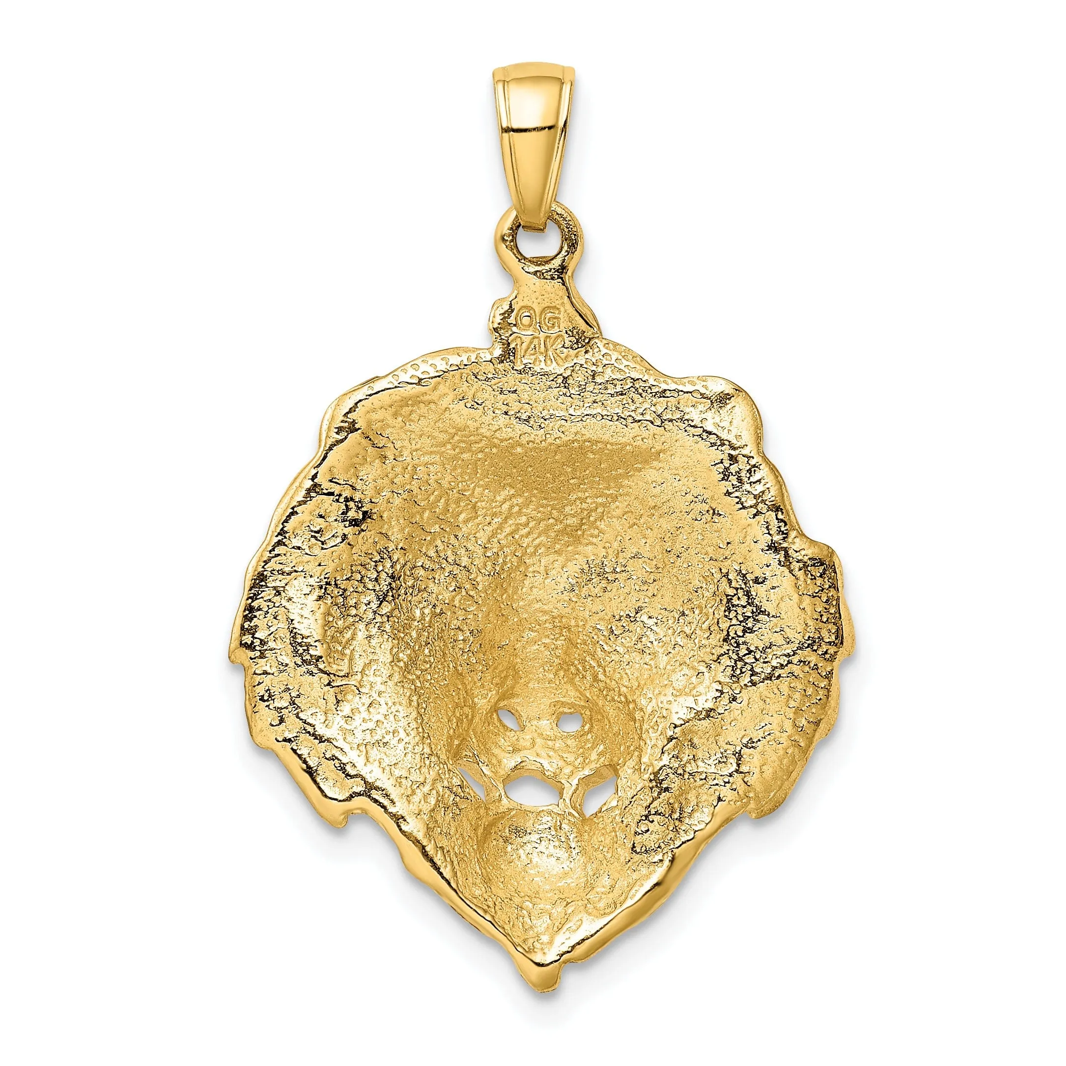 14k Yellow Gold Solid Polished Finish Lion Head Design Charm Pendant