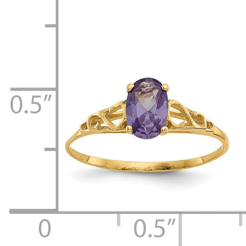 14k Yellow Gold Synthetic Alexandrite Ring