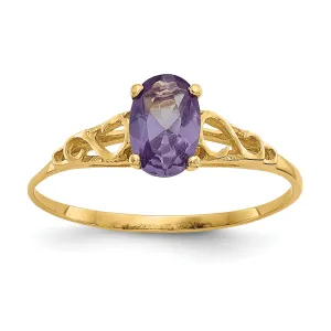 14k Yellow Gold Synthetic Alexandrite Ring