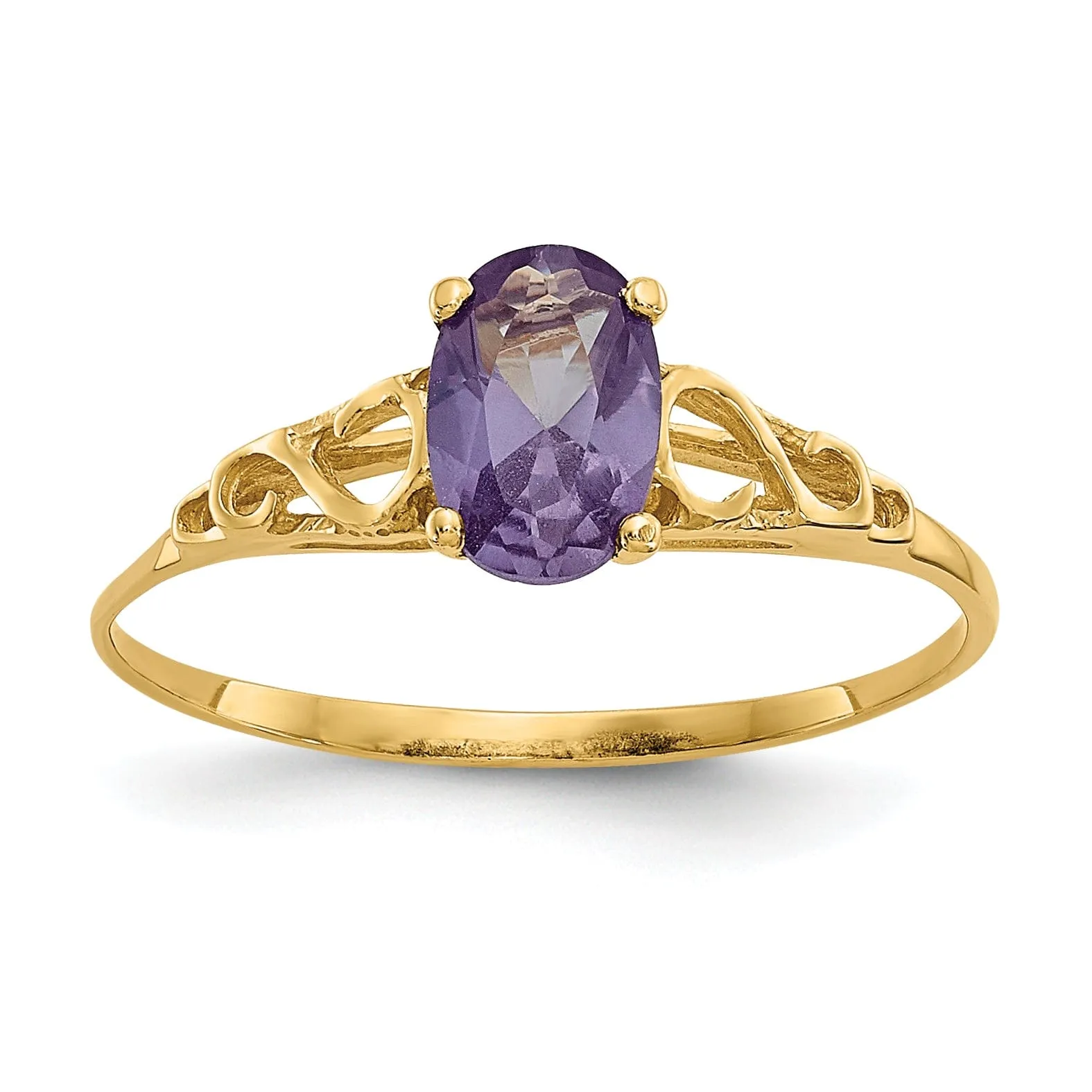 14k Yellow Gold Synthetic Alexandrite Ring