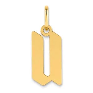 14K Yellow Gold Upper Case Letter U Initial Charm Pendant