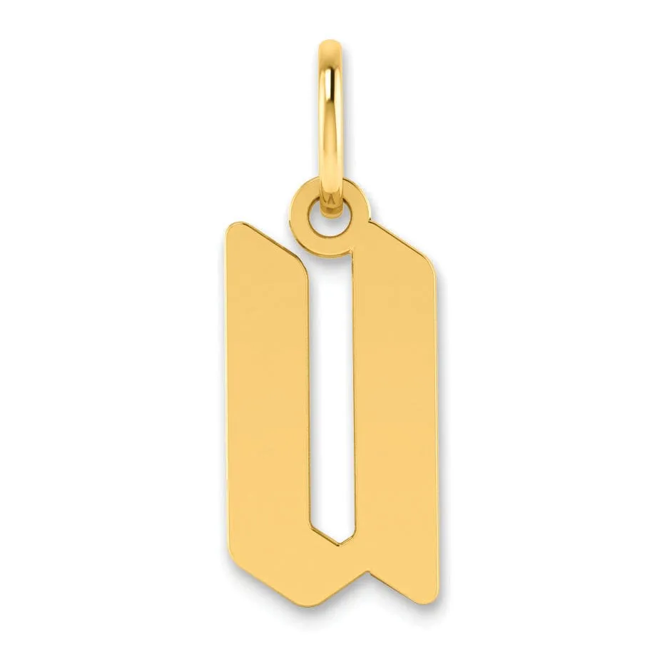 14K Yellow Gold Upper Case Letter U Initial Charm Pendant