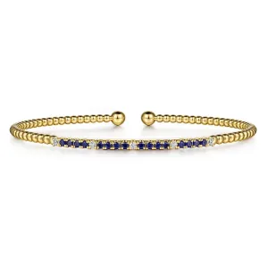 14KY Bujukan Diamond & Blue Sapphire Split Bangle