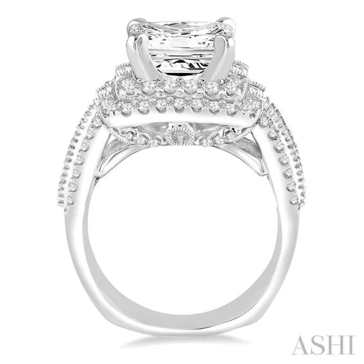 2 Ctw Diamond Semi-mount Engagement Ring in 14K White Gold