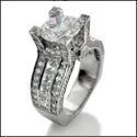 2.25 Round Center High Quality Cubic Zirconia  Channel Pave Euro Shank 14K White Gold Engagement Ring