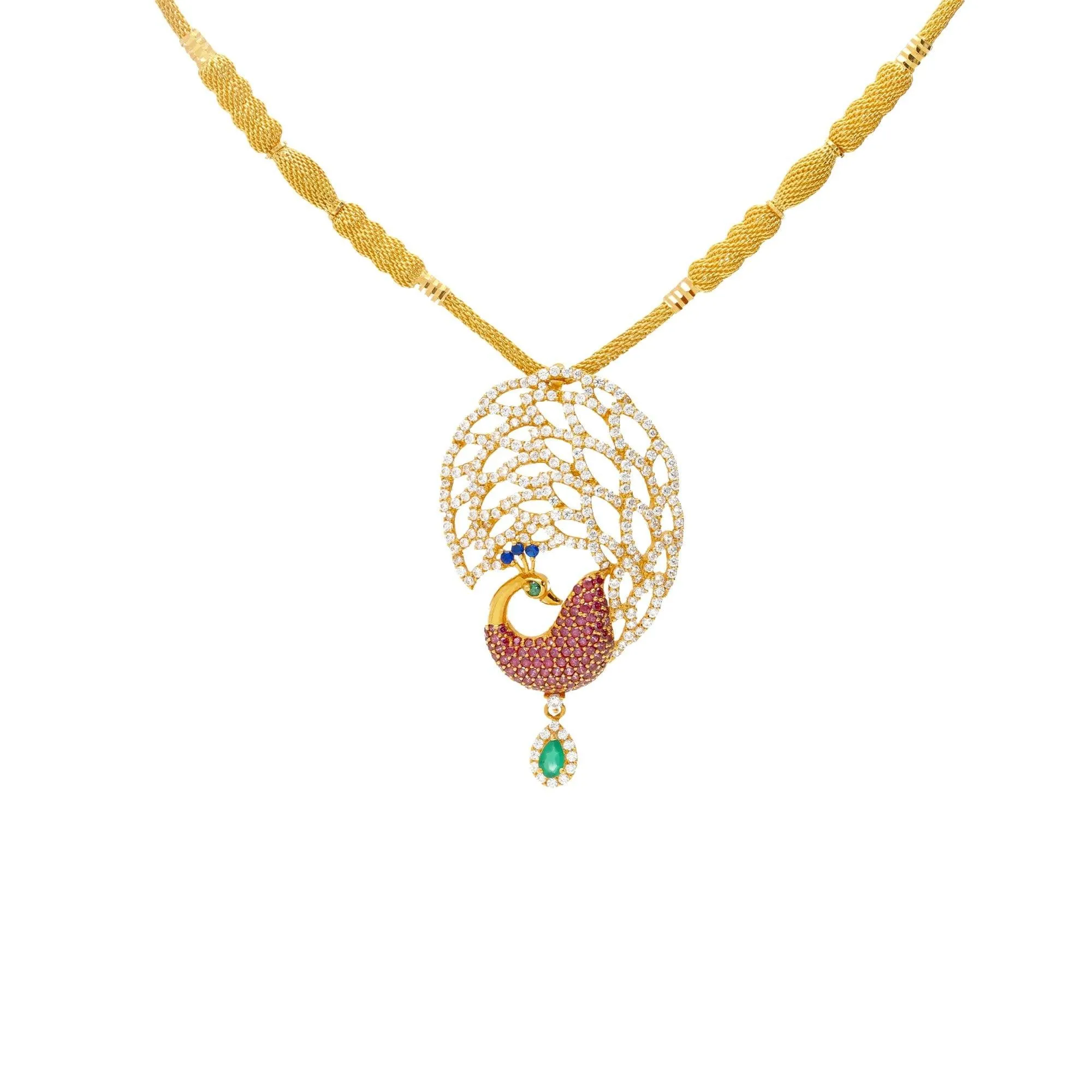 22K Yellow Gold & Gemstone Divine Peacock Set