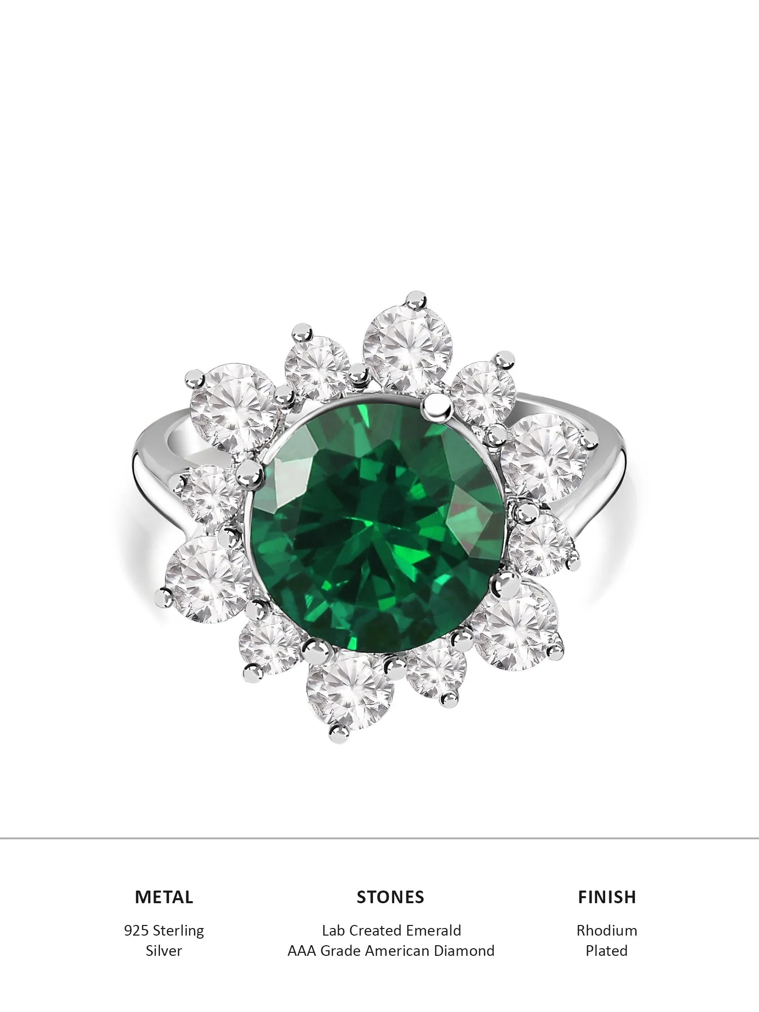 3.5 Carat Emerald Flower Ring In 925 Silver