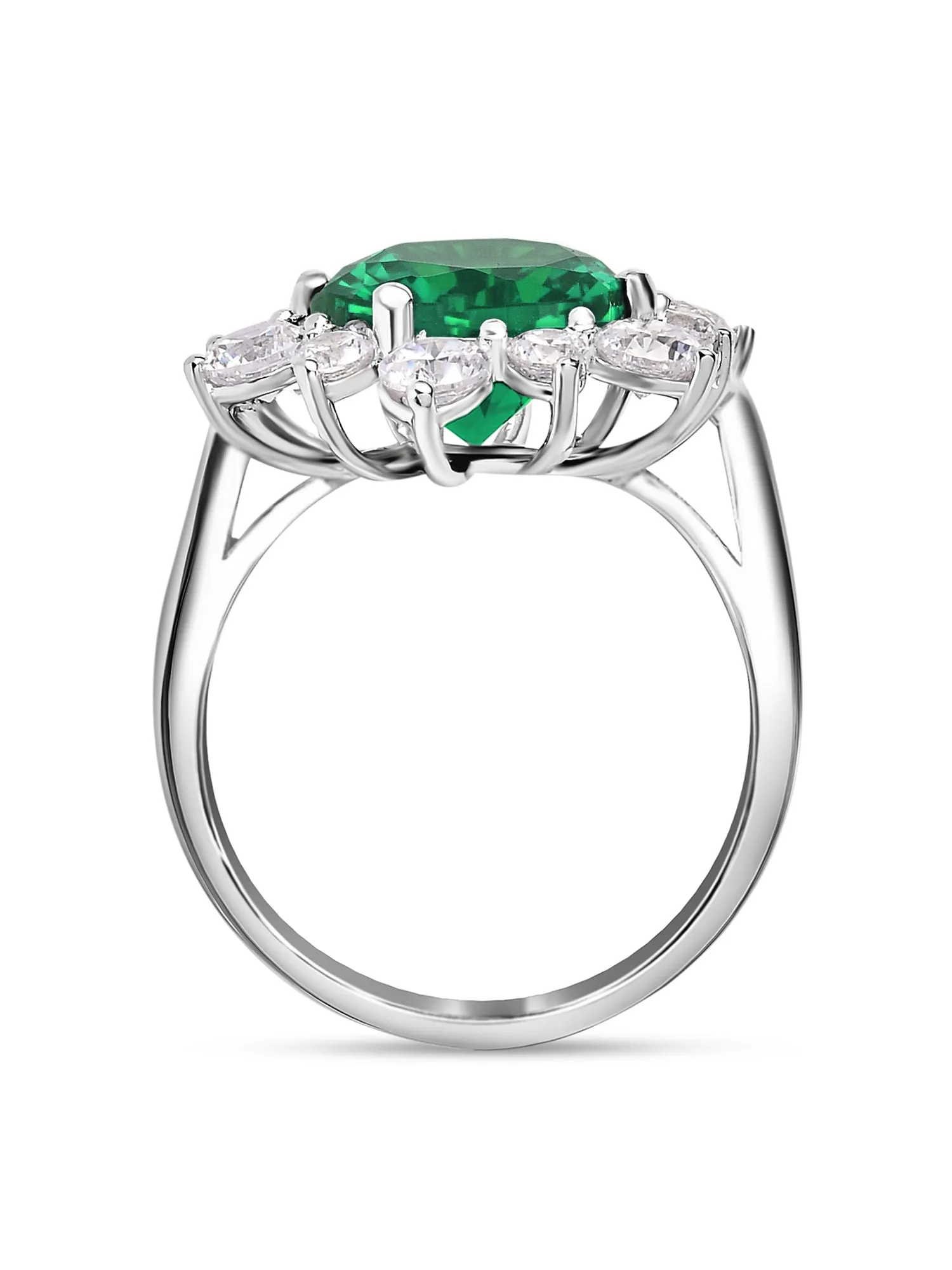 3.5 Carat Emerald Flower Ring In 925 Silver