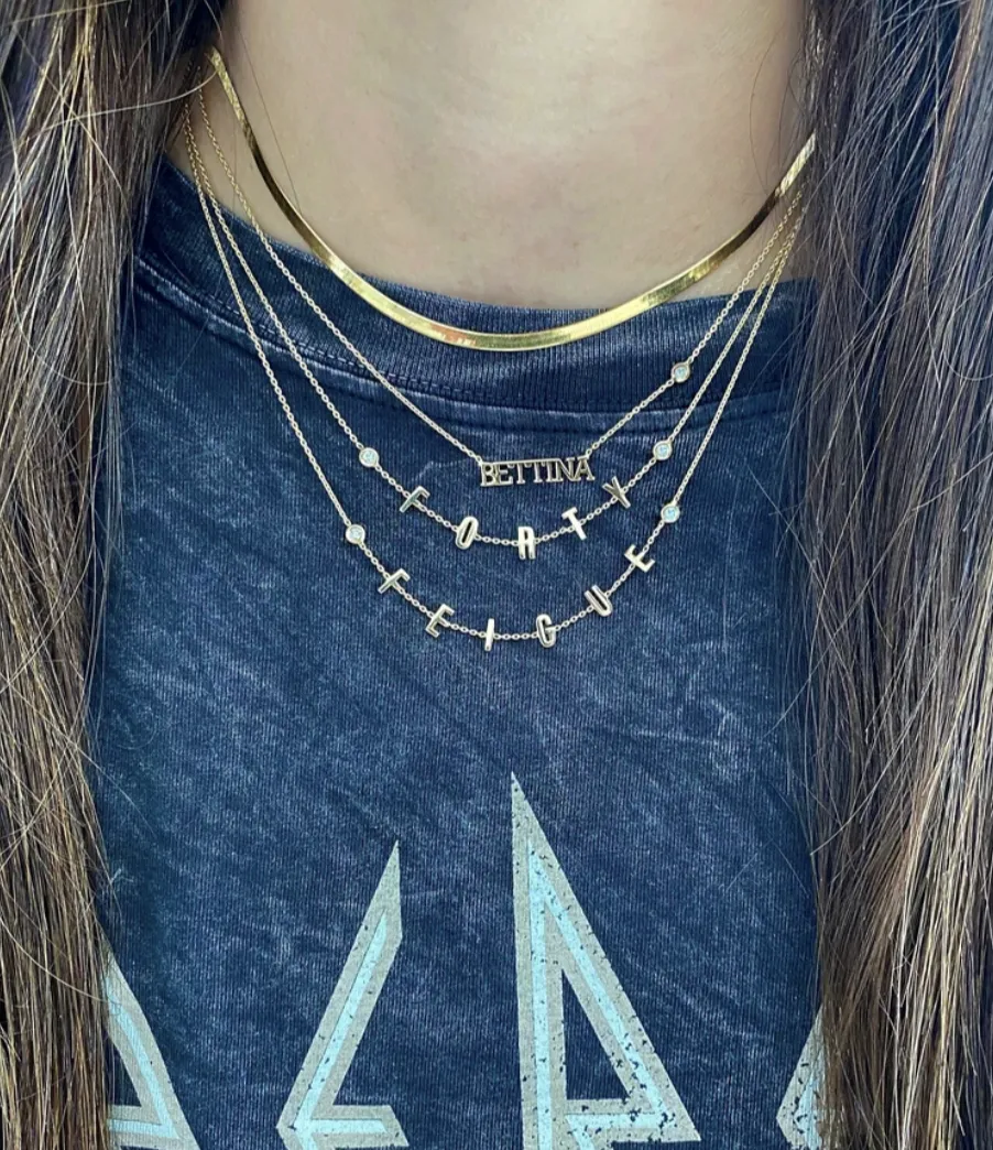 3mm Yellow Gold Herringbone Chain Necklace