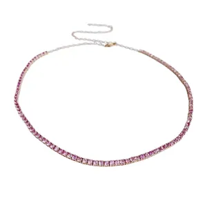 4 Prong Pink Sapphire Tennis Necklace