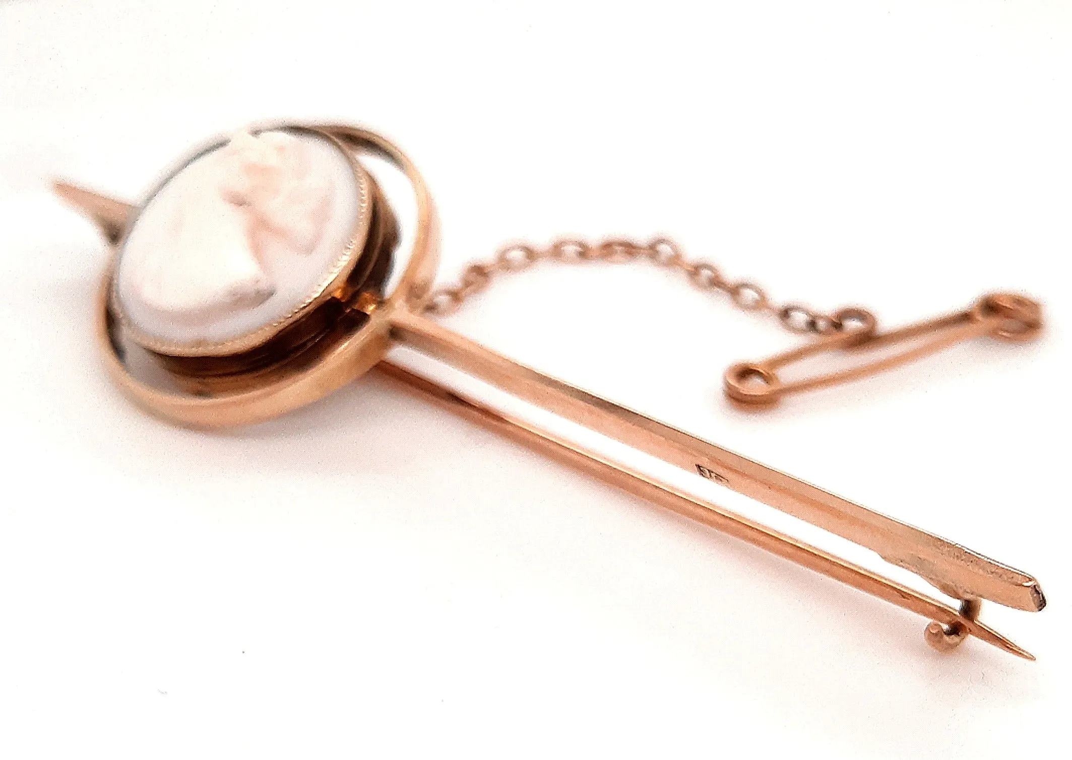 9ct Yellow Gold Cameo Bar Brooch