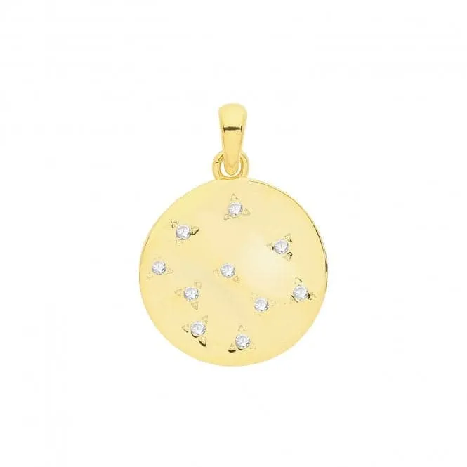 Acotis Silver Pendant Gold Plated Zirconia Set Disc G61065GP