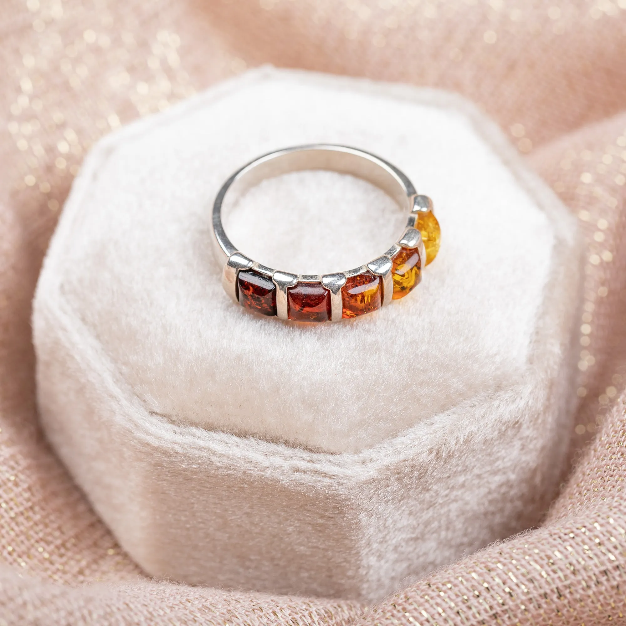 Amber Ombre & Sterling Ring