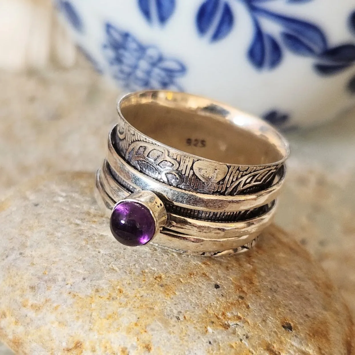 AMETHYST DREAM - AMETHYST 925 SPINNER RING