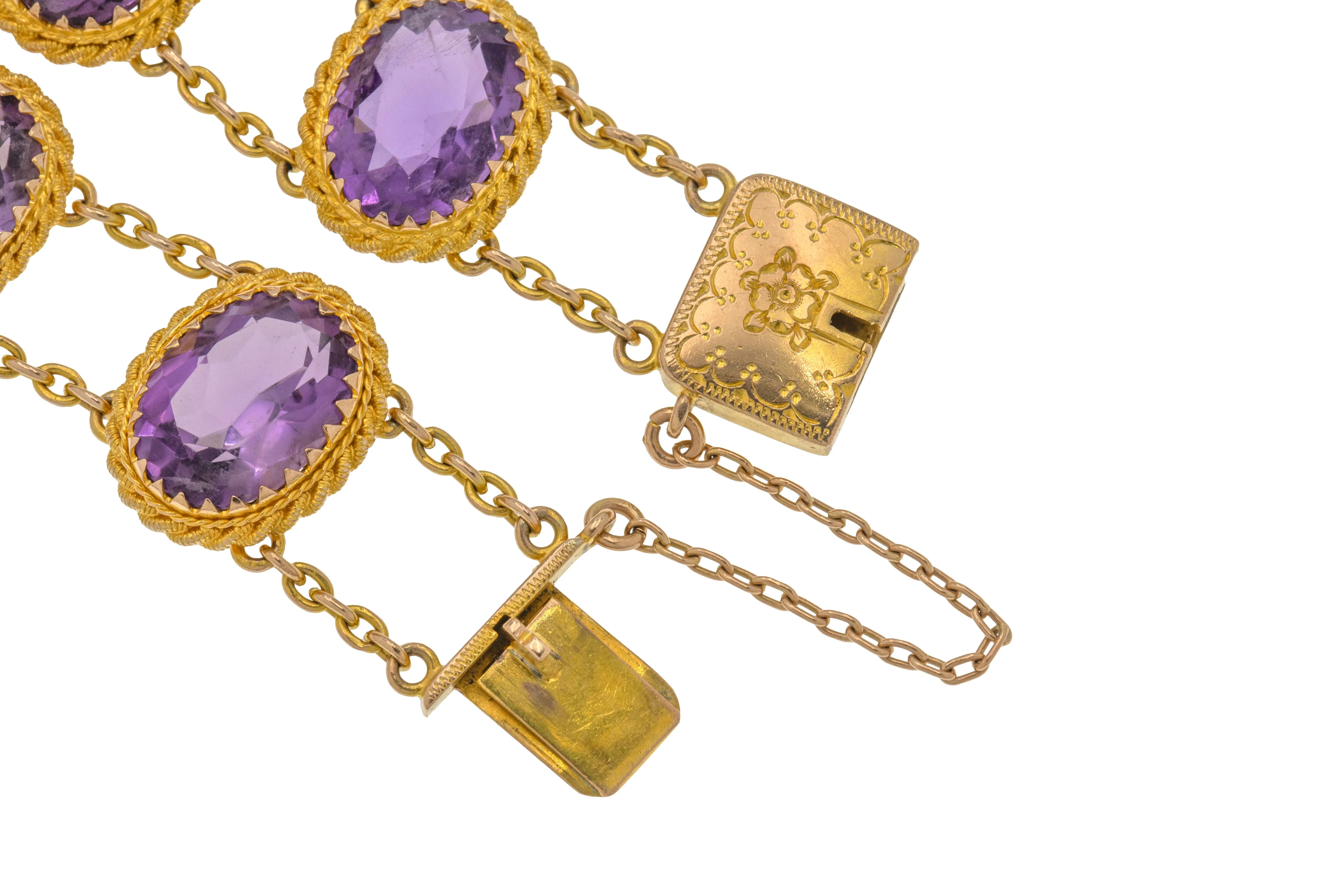 Antique 9ct Gold Amethyst Bracelet, 23.60ct