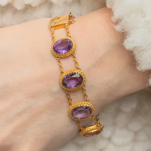 Antique 9ct Gold Amethyst Bracelet, 23.60ct