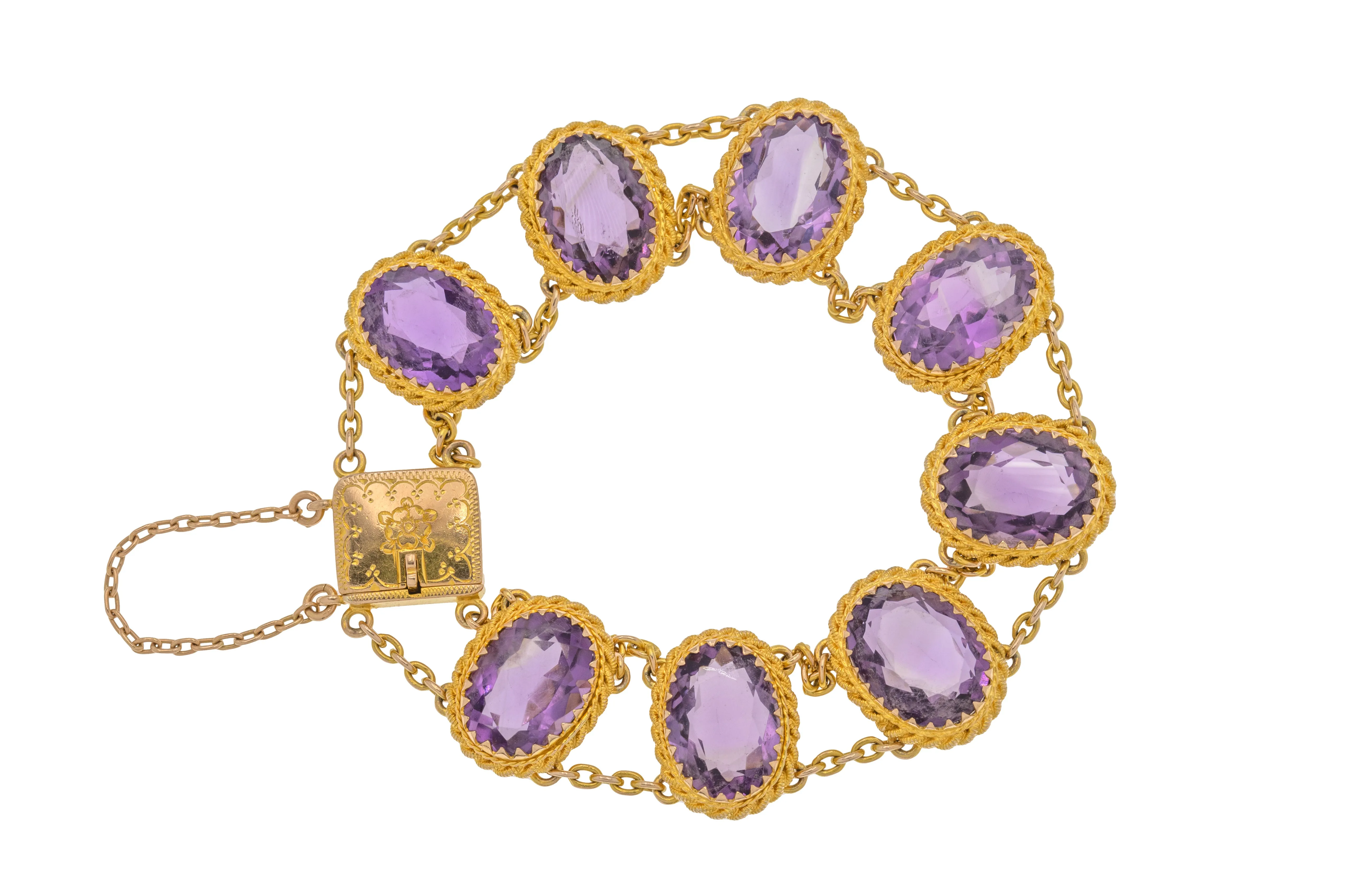 Antique 9ct Gold Amethyst Bracelet, 23.60ct